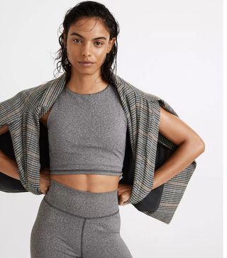 MWL + Form Racerback Crop Top in Heathered Charcoal