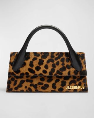 Jacquemus + Le Chiquito Long Leopard Calf Hair Top-Handle Bag