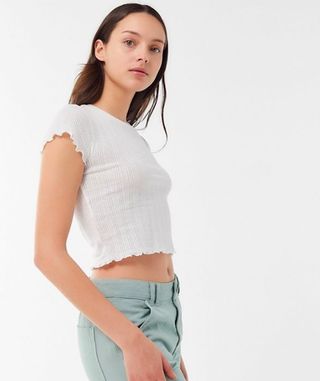 Urban Outfitters + Pointelle Lettuce-Edge Baby Tee