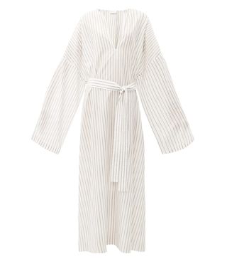 Raey + Wide-Sleeve Striped Sheer-Cotton Beach Dress