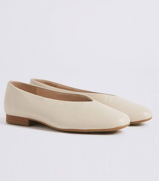 Marks and Spencer Collection + Leather High Cut Ballerina Pumps