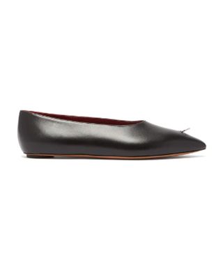 Marni + Ring-Pierced Point-Toe Leather Flats