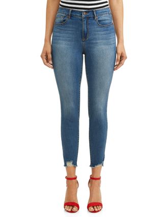 Sofia Jeans by Sofia Vergara + Curvy High Waist Ripped Hem Ankle Jean