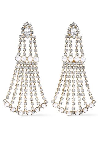 Elizabeth Cole + 24 Carat Crystal and Faux Pearl Earrings