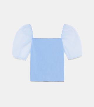 Zara + Knit Top with Balloon Sleeves