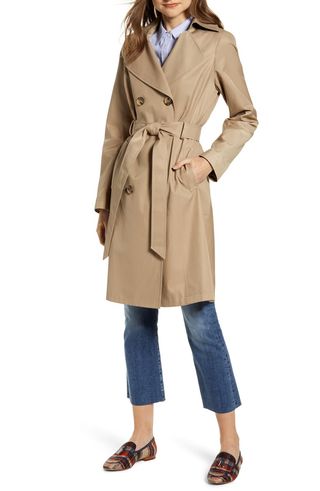 Sam Edelman + Double Breasted Trench Coat with Removable Hood