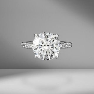 Material Good + Round Brilliant Cut Engagement Ring with Diamond Pavé