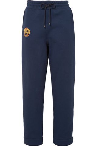 Burberry + Embroidered Cotton-Blend Jersey Track Pants