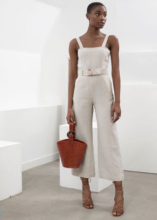 & Other Stories + Belted Linen Jumpsuit