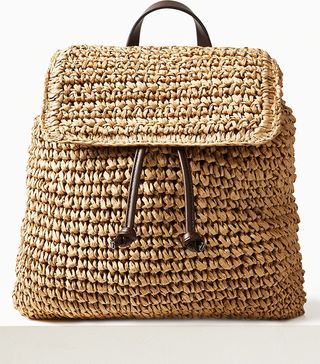 Marks and Spencer Collection + Straw Backpack Bag