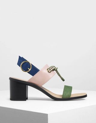 Charles & Keith + Braided Knot Block Heel Sandals