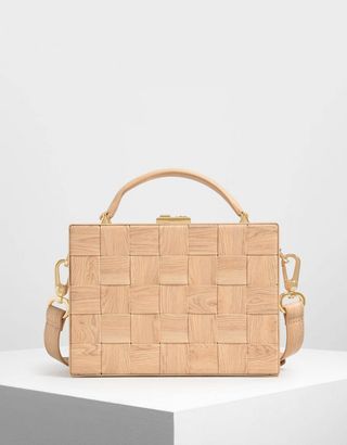 Charles 
Keith + Woven Boxy Bag