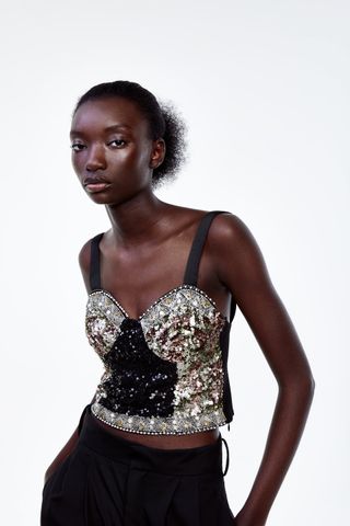 Zara + Sequin Cropped Top