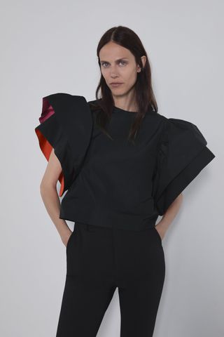 Zara + Top With Full Sleeves