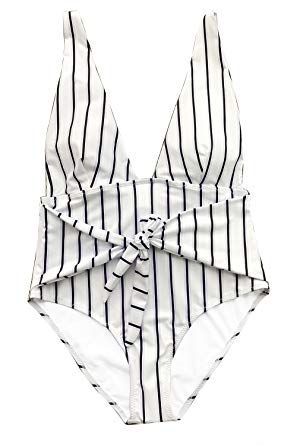 Cupshe + Quiet Elegance Stripe One-Piece Swimsuit