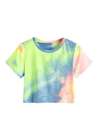 SweatyRocks + Short Sleeve Tie Dye Crop T-Shirt