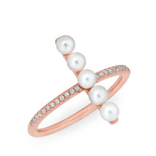 Anne Sisteron + 14k Diamond Pearl Pillar Ring