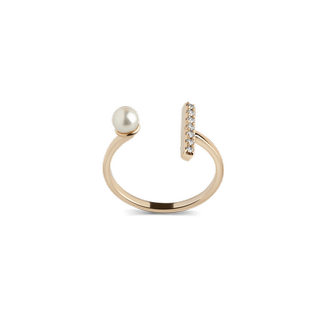 Aurate + Open Pearl ring with White Diamonds
