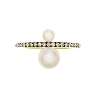 Jemma Wynne + Prive White Pearl and Pave Diamond Ring