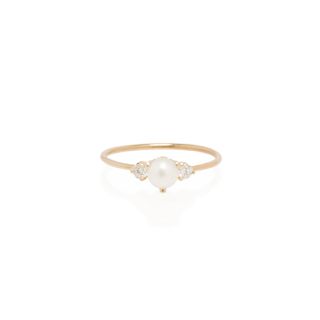 Zoë Chicco + 14k Prong Set Diamond Pearl Ring