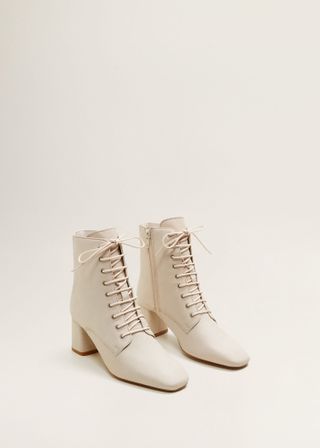 Mango + Lace-Up leather Boots