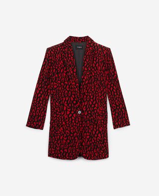 The Kooples + Floaty Jacket With Red Leopard-Print Motif