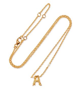 Pacharee + Mini Alphabet Gold-Plated Pearl Necklace
