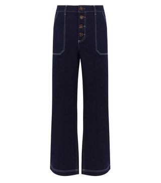 Warehosue + Button Front Wide-Cut Jeans