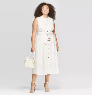 Who What Wear Collection + Sleeveless Crewneck Belted Flare Dress