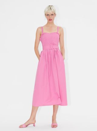 Zara + Belted Poplin Dress