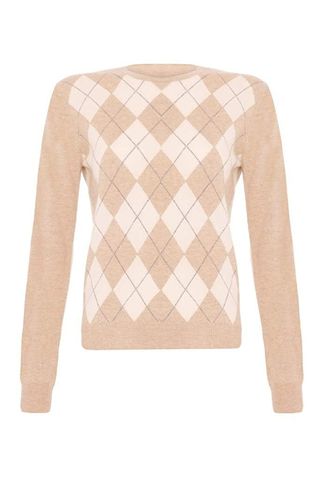 Scottish Wear + Ladies Cashmere Argyle Round Neck Sweater
