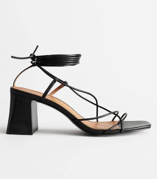 & Other Stories + Leather Strappy Lace Up Heeled Sandals