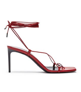 Saint Laurent + Paris Ankle-Wrap Leather Sandals