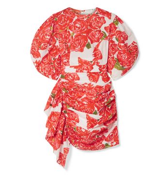 Rhode + Pia Ruched Floral-Print Cotton-Voile Mini Dress