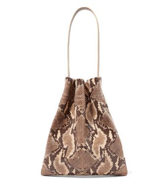 TL-180 + Fazzoletto Snake-Effect Glossed-Leather Shoulder Bag