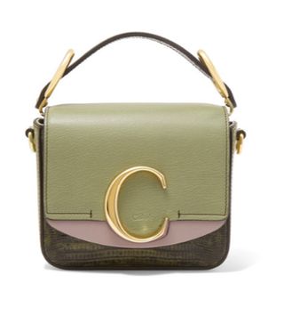 Chloé + C Mini Colour-Block Lizard-Effect Leather Shoulder Bag