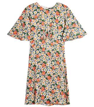 Topshop Tall + Austin Floral Daisy Print Angel Sleeve Minidress