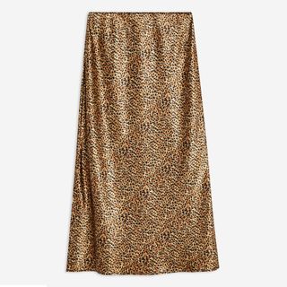 Topshop + Leopard Bias Cut Slip Skirt