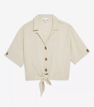 Topshop + Knot Front Shirt With Linen