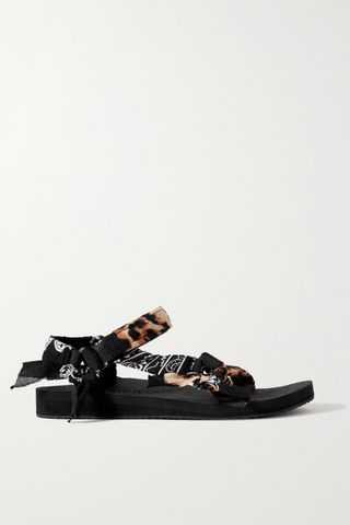 Arizona Love + Trekky Printed Gauze-Trimmed Canvas Platform Sandals