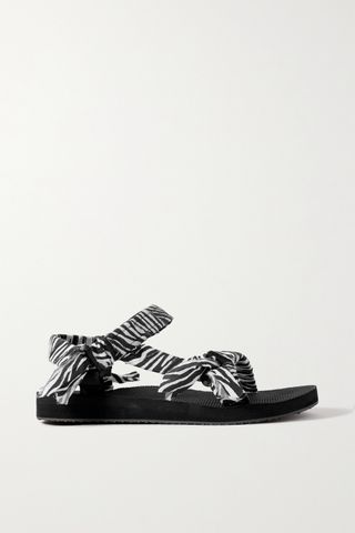 Arizona Love + Trekky Zebra-Print Gauze-Trimmed Canvas Platform Sandals