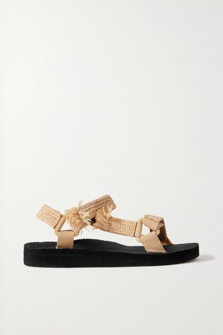 Arizona Love + Trekky Raffia-Trimmed Canvas Platform Sandals