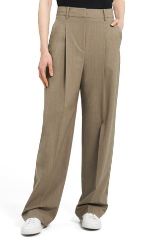 Theory + Wide Leg Stretch Wool Trousers