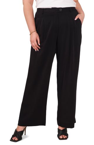 1.State + Front Pleat Wide Leg Pants