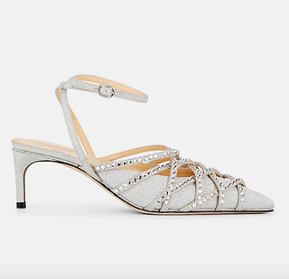 Giannico + Daisy Embellished Glitter Ankle-Strap Pumps