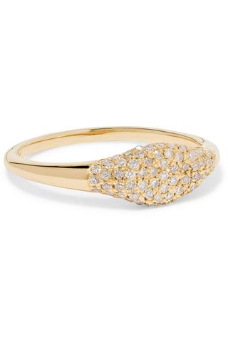 Stone 
Strand + Sparkle Mini Signet 14-Karat Gold Diamond Ring