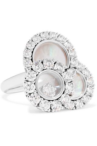 Chopard + Happy Diamonds 18-Karat White Gold, Diamond and Mother-of-Pearl Ring