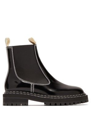 Proenza Schouler + Topstitched Patent-Leather Chelsea Boots