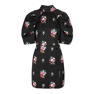 MSGM + Floral-Print Satin Jacquard Mini Dress