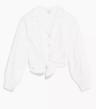 Topshop + Ivory Poplin Tie Front Shirt